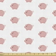 thumbnail image 1 of Ambesonne Pig Fabric by the Yard Upholstery, Piglets with Swirling Tails, 1 Yard, Pale Pink White, 1 of 4