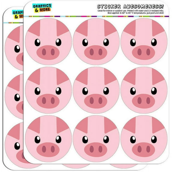 Pig Face Farm Animal 18 2" Planner Calendar Scrapbooking Crafting Stickers