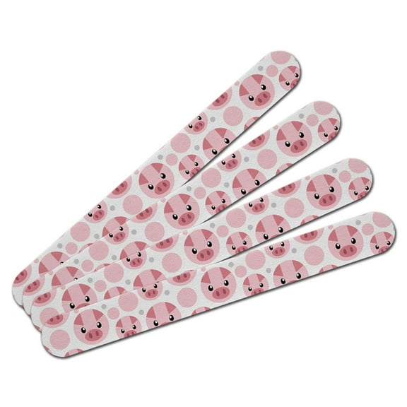 Pig Face Farm Animal Double-Sided Nail File Emery Board Set 4 Pack