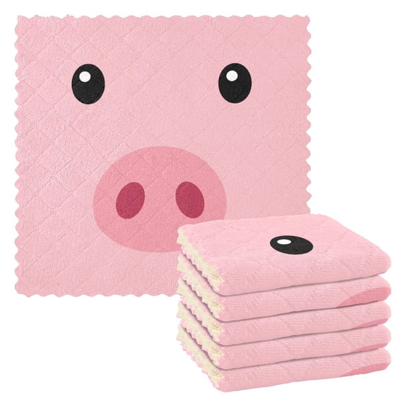 Pig Face Kitchen Cloth Dish Towels for Drying Washing Absorbent Dish Rags Reusable soft kitchen dishcloth set 6 Pack