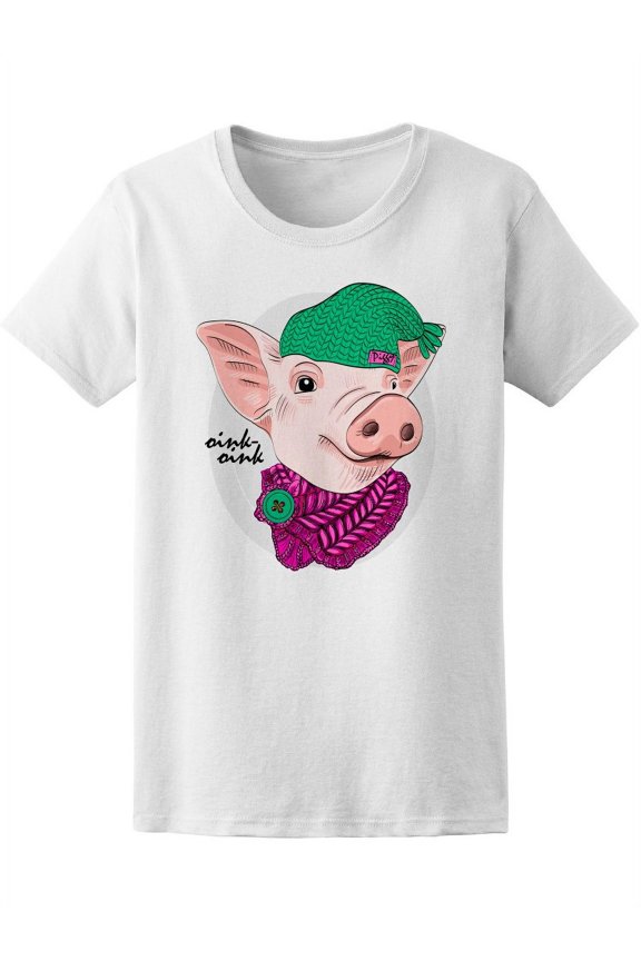 Pig Face Knitted Green Hat Tee Women's -Image by Shutterstock
