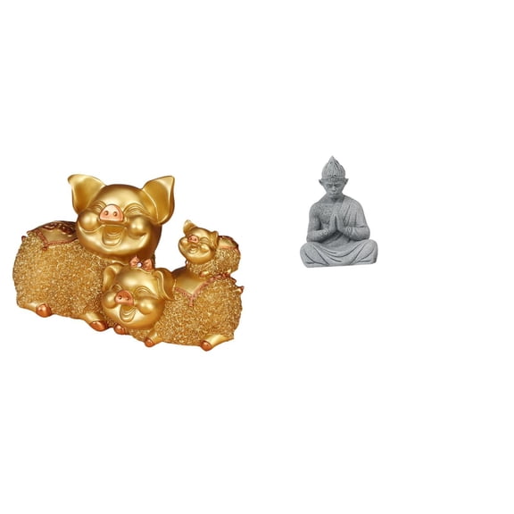 Pig Figurine Monkey Statue Buddha Sculpture Sandstone Material for Home Garden Meditation Spaces Shelf Centerpiece Decor