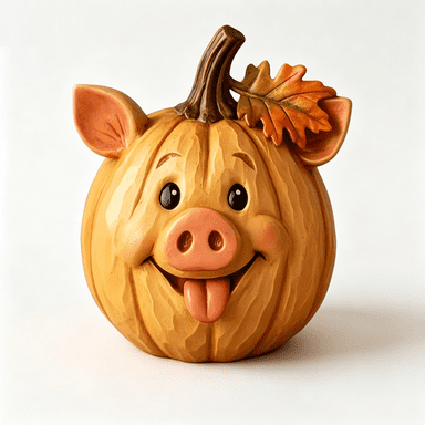 Pig Figurine - Resin Farm Animal Statue, Pumpkin Decor for Halloween Thanksgiving Shelf