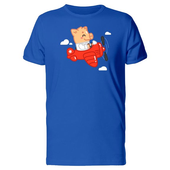 Pig Flying On A Red Airplane T-Shirt Men -Image by Shutterstock, Male Small