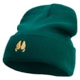 thumbnail image 1 of Pig Footprints Embroidered 12 Inch Long Knitted Beanie - Dk Green OSFM, 1 of 5