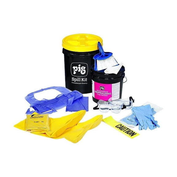Spill Kit, 2 gal Volume Absorbed per Kit, 5 gal Capacity, Bucket, White