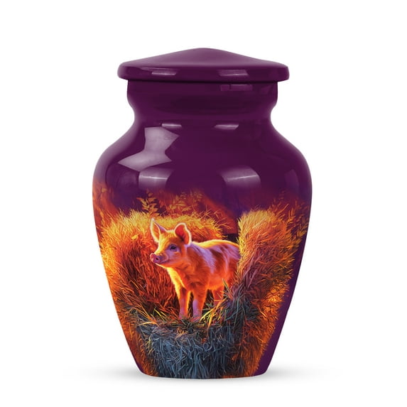 Pig Funeral Cremation Urns For Adults Male And Female - Small Keepsake Urns For Human Ashes Adult Man And Woman - Tiny Memorial Urn For Human Ashes, Purple Urn For Mom And Dad, 3 Inch