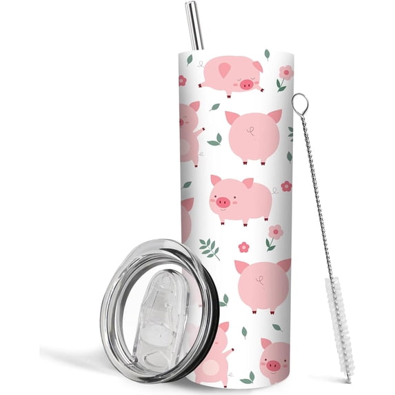 Pig Gifts, Pig Gifts for Pig Lovers, Pink Pig Tumbler, Pig Mug, Pig Cup, Pig Coffee Mug, Pig Water Bottle, Pig Gifts for Pig Lovers Women, Pig Stuff, Pig Decor, 20oz Insulated Cup with Straw