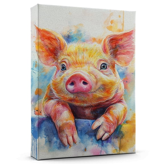 Pig Ginger Kunekune Canvas Wall Art Animal Decor, Pig Ginger Kunekune Canvas Prints Wild Animal Artwork for Living Room Bedroom Office 190HD858