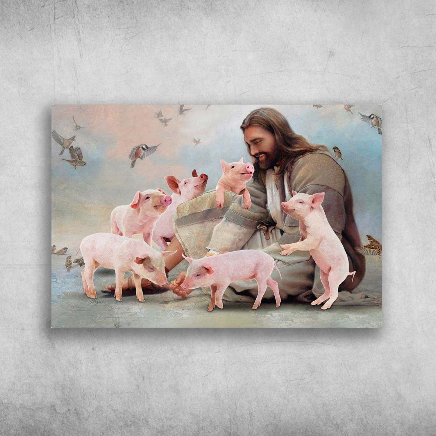 Pig God, Jesus And Pig Lover 11 x 17 Inch Poster - Walmart.com