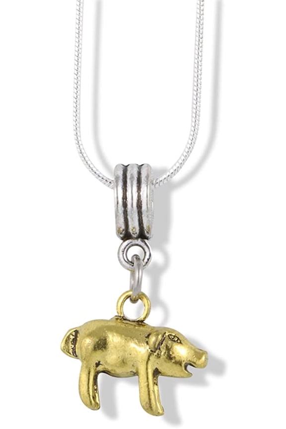 Pig Gold Charm Snake Chain Necklace