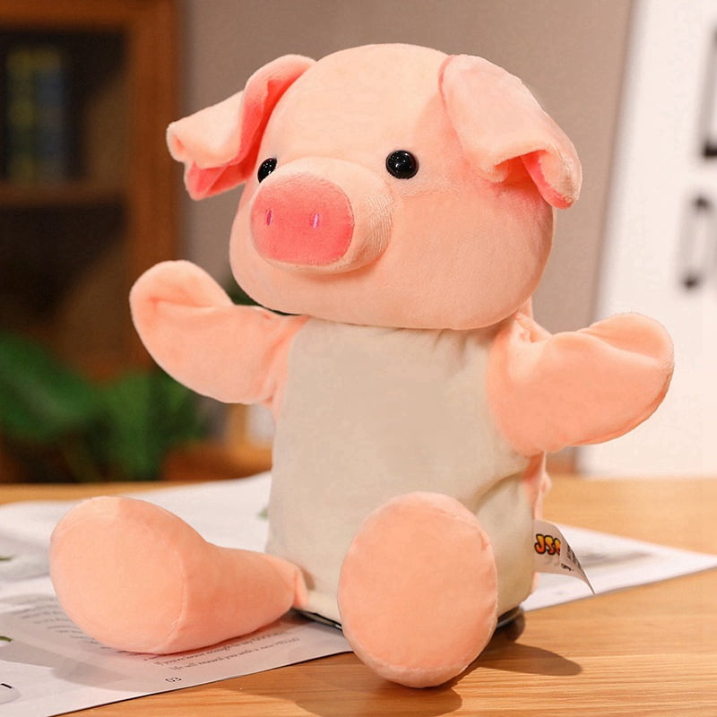 Pig Hand Puppet Interactive Plush Pig Doll Kids Role Play Toy Stuffed