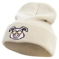 thumbnail image 1 of Pig Head Embroidered 12 Inch Long Knitted Beanie - Birch OSFM, 1 of 5