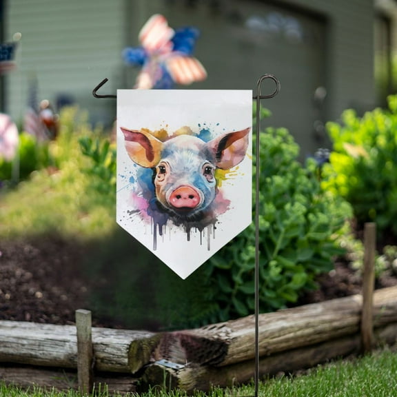 Pig Head Garden Flag 18" x 12.5" Double Sided Yard Lawn Outdoor Decor Small Yard Flags