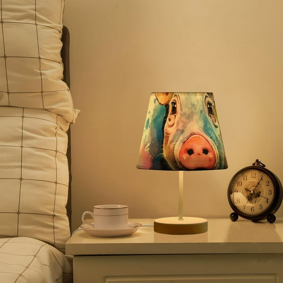 Pig Head LED Desk Lamp Table Lamp USB Bedside Nightstand Small Lamp for Bedroom Living Room Kids Room