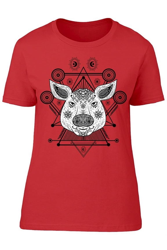 Pig Head Pattern T-Shirt Women -Image by Shutterstock, Female x-Large