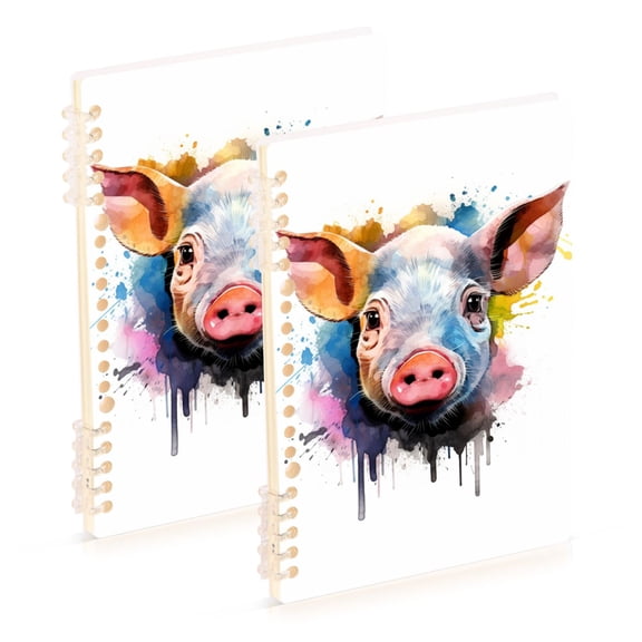 Pig Head Ring Binder Notebook Journey Note Diary College Ruled Spiral Notebook Study Loose Leaf Paper A5 60 Pages