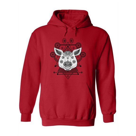 Pig Head With Sacred Geometry Hoodie Women -Image by Shutterstock, Female Small