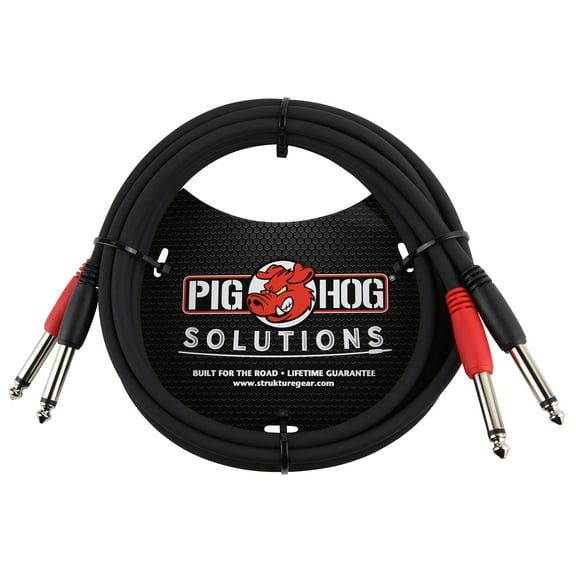 Pig Hog Dual 1/4" - 1/4" TS Cable 10 ft.