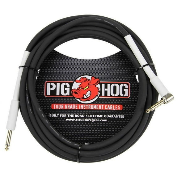 PigHog Instrument Cable 1/4" to Right Angle 18.6ft