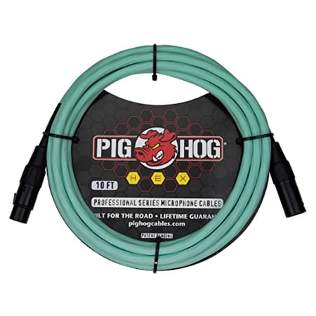 Pig Hog PHMH10SG Hex Series Mic Cable, Seafoam Green 10ft