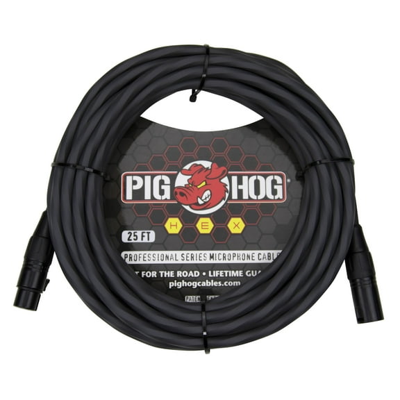 Pig Hog PHMH25GR Hex Series Mic Cable, Grey 25ft