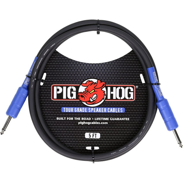 Pig Hog PHSC5 High Performance 14 Gauge 9.2mm 1/4" Speaker Cable, 5