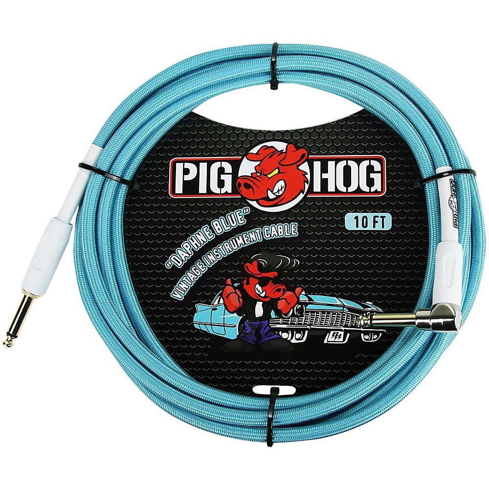 Pig Hog 10FT Right Daphne Blue Instrument Cable