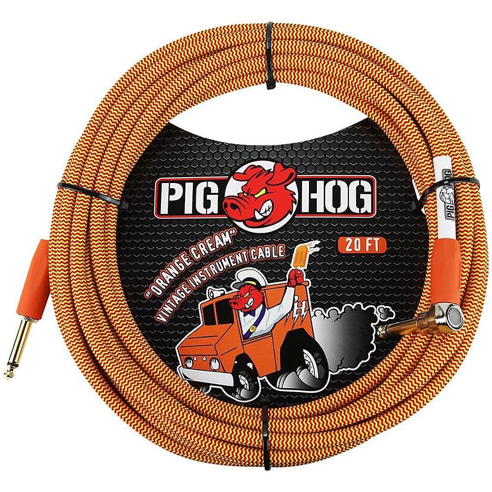 Pig Hog Right Angle Instrument Cable 20 ft. Orange Cream
