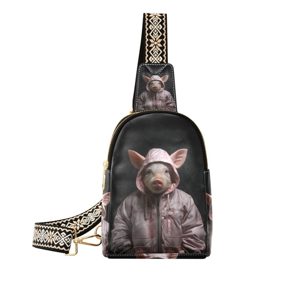 Pig Hoodie Crossbody Bags Backpack Chest Bag Shoulder Bag Waist Bag for Outdoor Travel Hiking Fitness Cycling