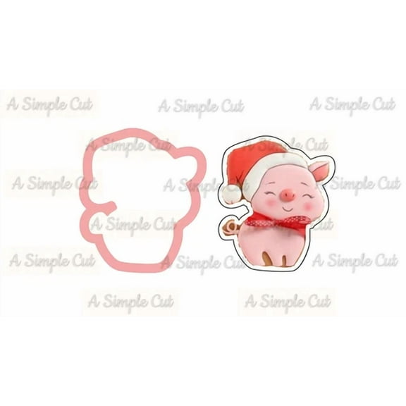 Pig In Santa Hat Cookie Cutter