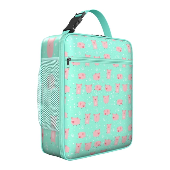 Pig Insulated Lunch Box Teen Reusable Lunch Bag with Detachable Handle Lunch Tote Portable Bag Picnic Camping