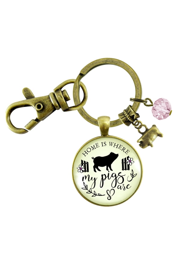 Pig Keychain Home is Where My Pigs Are Farmer Girl Inspired Jewelry