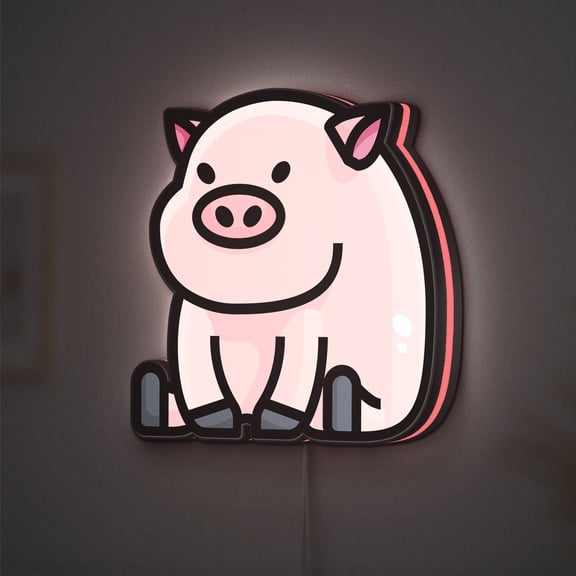 Pig LED Lightbox - Farm Avatar Livestock Wildlife Decor, Custom Led Sign for Home Office Shop Decor (Width 8 inch, 20cm)