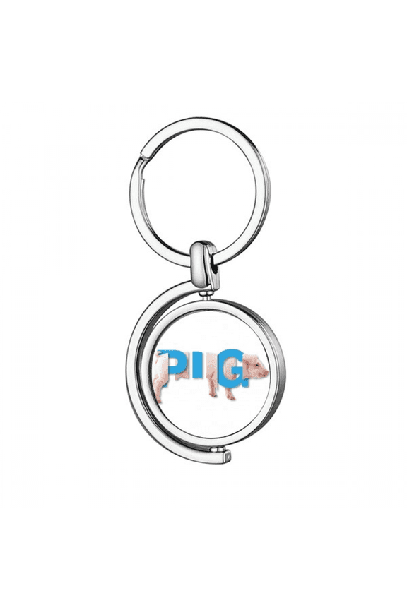 Pig Livestock Rural Food Rotating Keychain Metal Keyring Holder