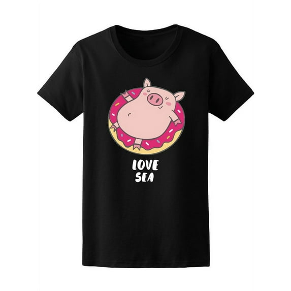 Pig Love Sea Donut T-Shirt Women -Image by Shutterstock, Female Medium
