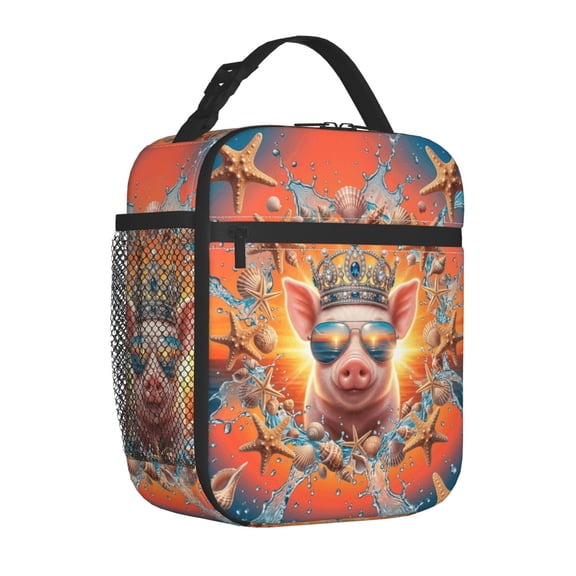Pig Lunch Box Thermal Leakproof Container Cute Cartoon Reusable Bag Buckle Handle Office Commute Travel Daily