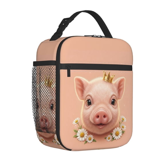 Pig Lunch Box Thermal Leakproof Container Cute Cartoon Reusable Bag Buckle Handle Office Commute Travel Daily