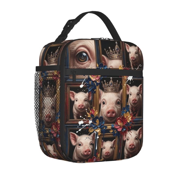 Pig Lunch Box Thermal Leakproof Container Cute Cartoon Reusable Bag Buckle Handle Office Commute Travel Daily