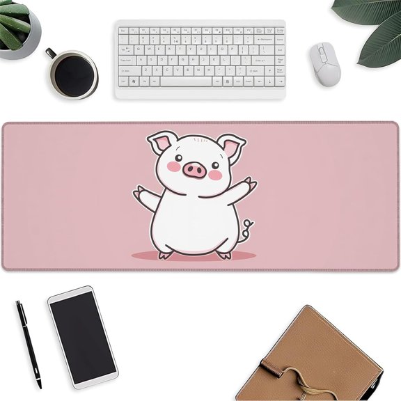 Pig Mouse Pad,Pink Animal Gaming Keyboard Mat,Laptop Computer Protector with Non-Slip Rubber Base,Large Extended MousePads Gifts for Desk Office Home,Deskmat Decor 31.5" x 11.8"