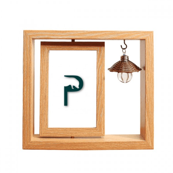 Pig Nose Movement Outline Wooden Rotating Picture Photo Frame 4x6