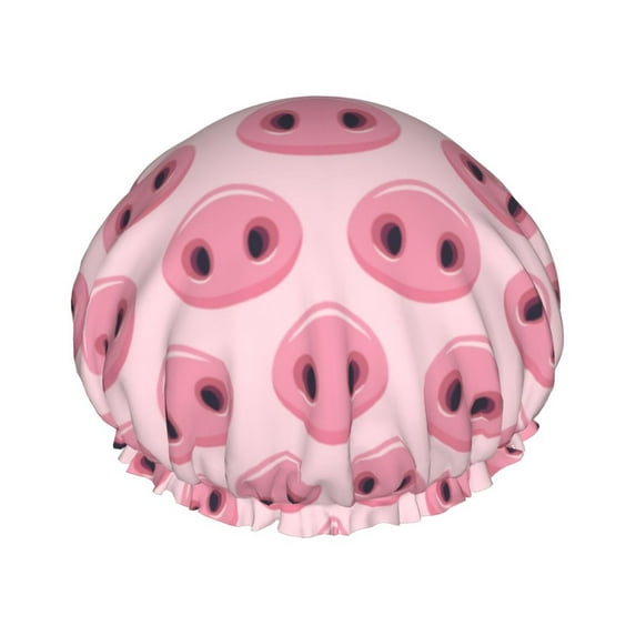 Pig Nose Shower Cap, Reusable Bath Hair Hat for all Hair Lengths Hair Cover with Elastic Band Double Waterproof Layers Bathing Hat