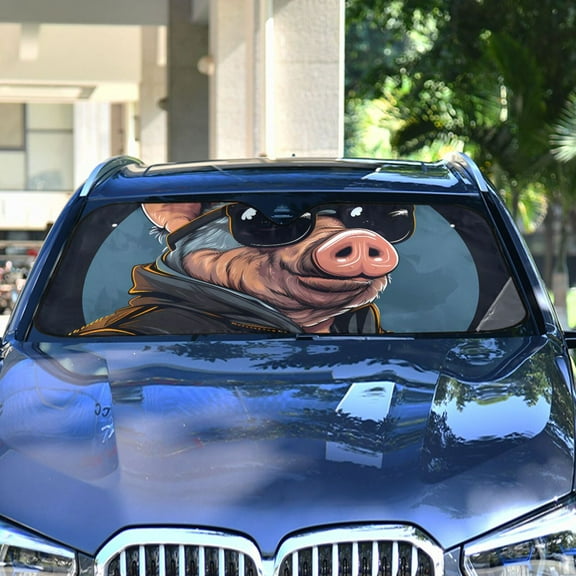 Pig Officer Sunglasses Automotive Front Car Windshield Sun Shade Reflector Foldable for Front Fit for Cars Truck SUVs