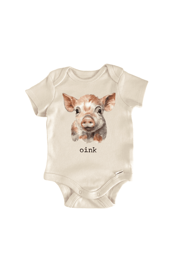 Pig Oink Farm Animal Barn Newborn Baby Bodysuit