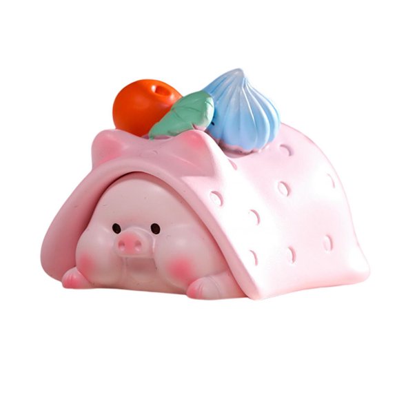 Pig Ornament Smooth Surface Cartoon Shape Vivid Posture Non-fading Decorative Hand-crafted Blanket Nerd Pig Small Statue Home Supply