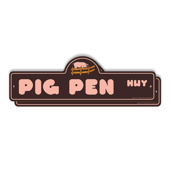 Pig Pen (2 Pack) Plastic Street Sign - 7 Inch X 20 Inch Gift Farm Animal Rustic Decor Barnyard Fun Nature Companion Cute Mud Outdoors