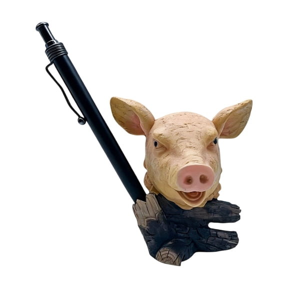 Pig Pen Holder Desk Organizer Figurine Resin Pencil Stand Desktop Storage Container Animal Sculpture for Office Study