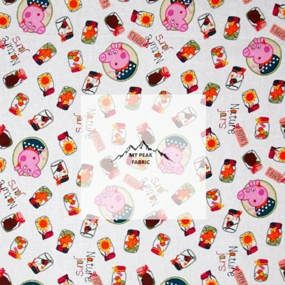 Pig Peppa Nature Jars Cotton Fabric