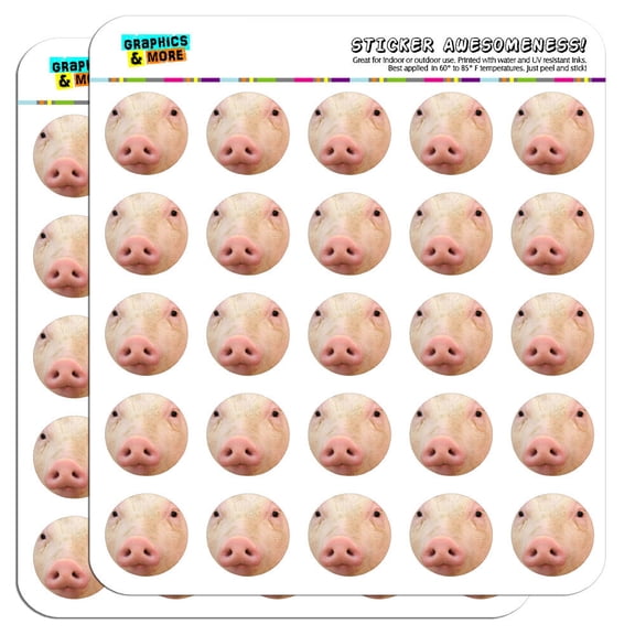 Pig Piggy Face 1" Scrapbooking Crafting Stickers