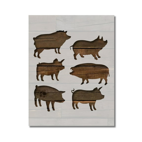Pig Pigs Farm Animals Stencil Template Reusable 8.5 x 11 for Painting on Walls, Wood, Etc. By Stencilville